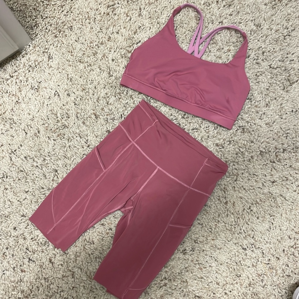 Lululemon bike shorts and energy bra set (will sell separately)